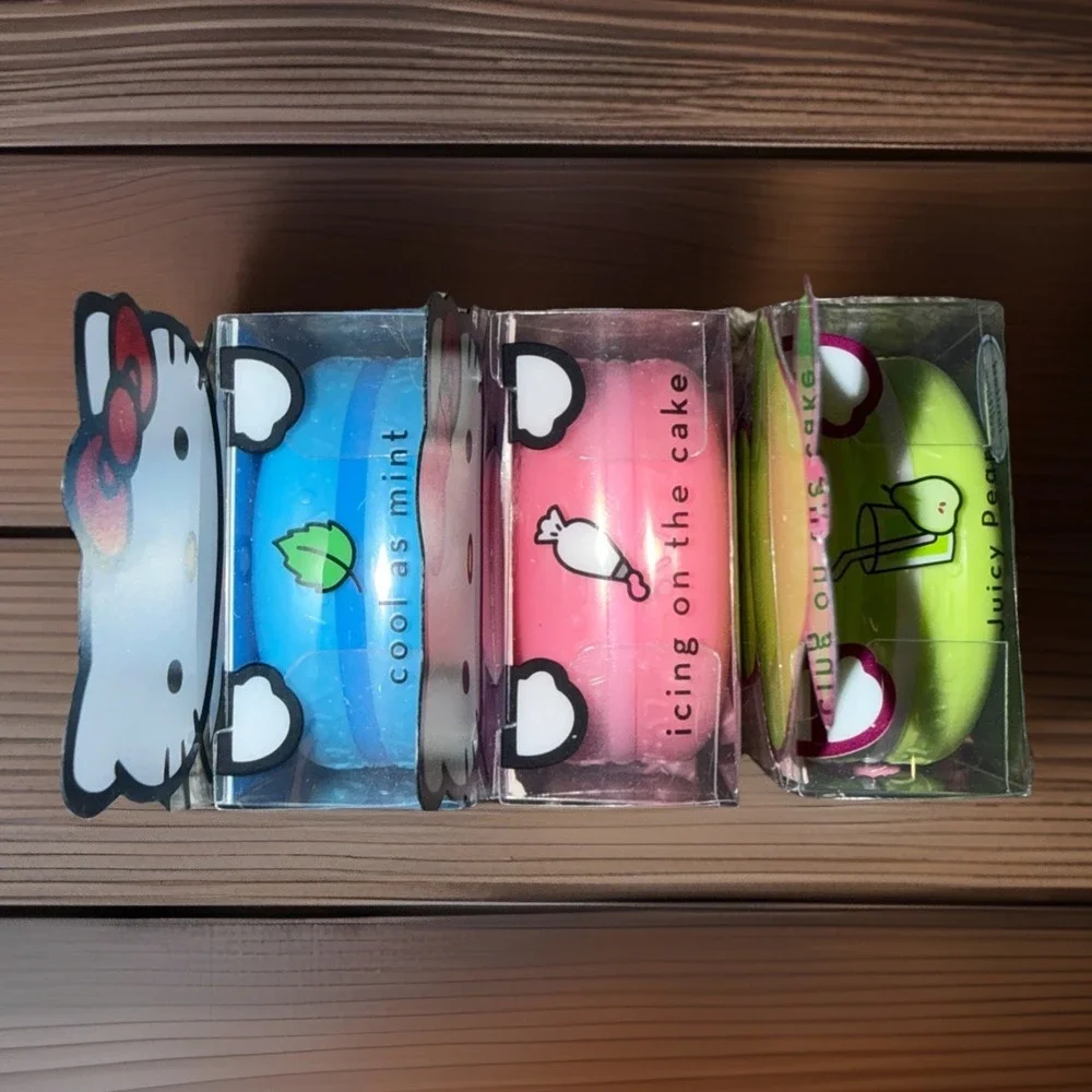 The Crème Shop x Hello Kitty Macaron Lip Balm Set 0.26 oz Set Of 3 Limited Ed.